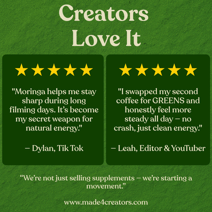 GREENS – Moringa Capsules for Creators - Made For Creators